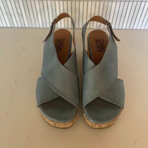 Miz Mooz NYC Blue‎ Comet Criss-Cross Cork Sandals, 6.5 NWOT